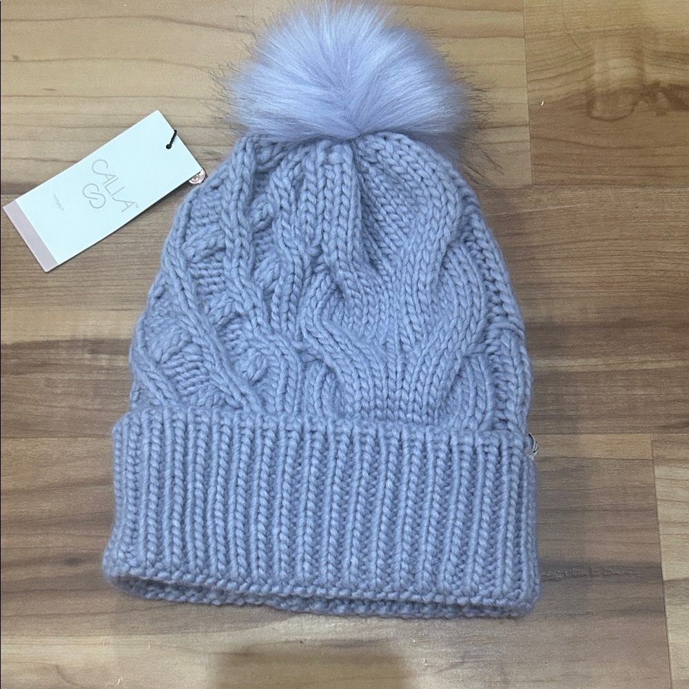 CALIA by Carrie Underwood Gray Knit Pom-Pom Hat
